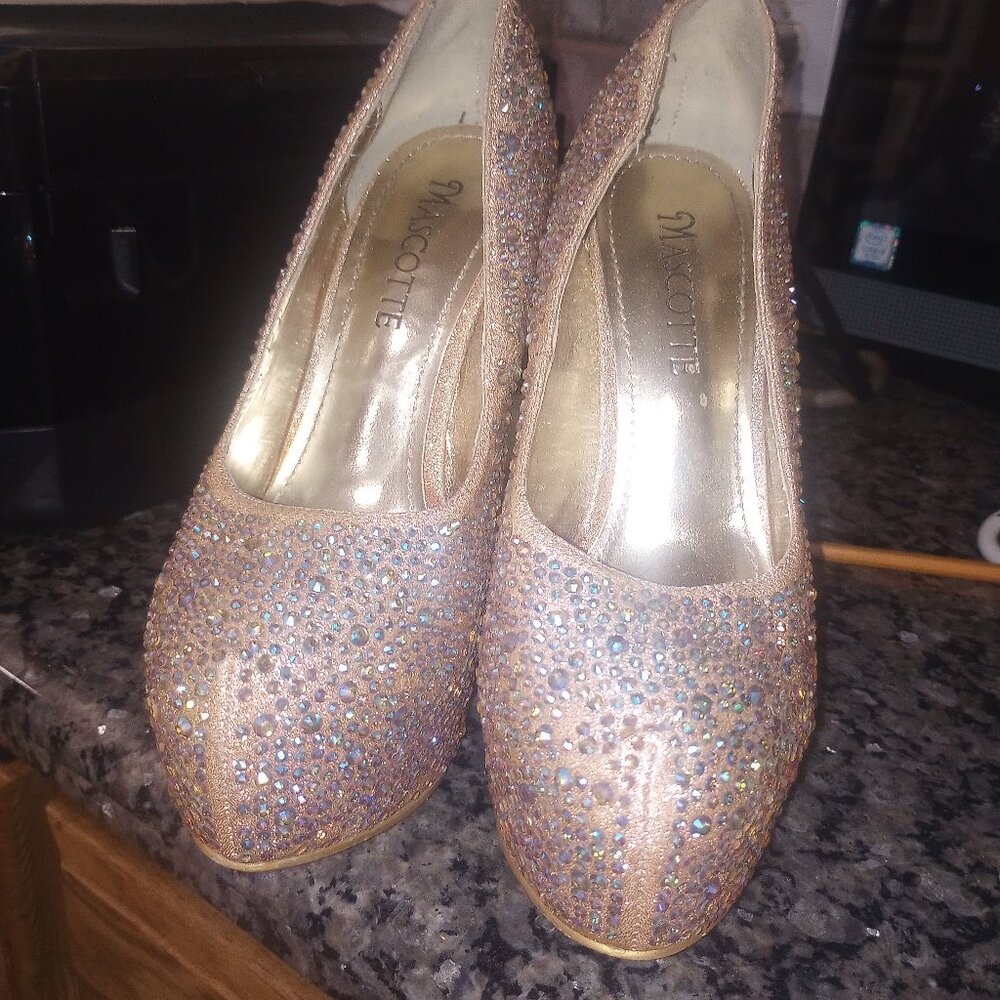 Mascotte Gold Rhinestone Stiletto Platform